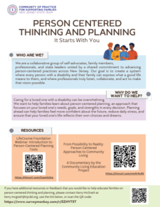 Image New Jersey State Team's One Page PDF titled "Person centered Thinking and Planning."